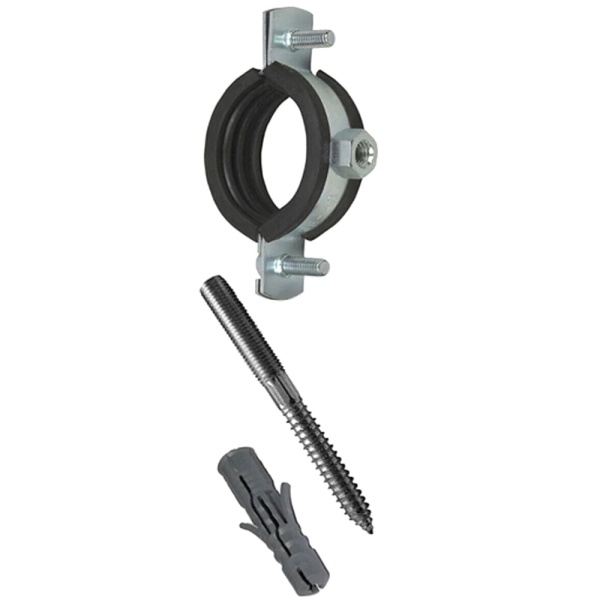 Хомут трубный с виброгасителем TERMOCLIP PI-SD 2½" (74-80) M8/M10 20x1,2F, оцинк.