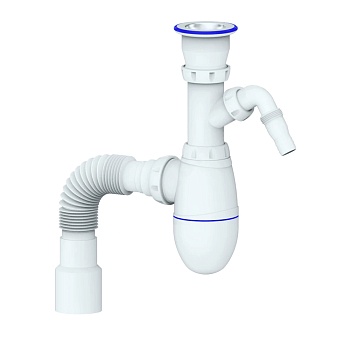 Сифон мойки бут 1 1/2"x40 гофр 40х40/50 отв нерж/сетка Unicorn B320V
