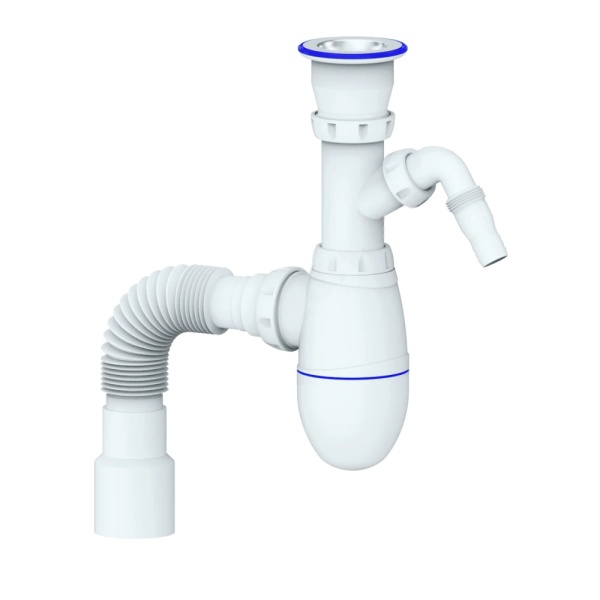 Сифон мойки бут 1 1/2"x40 гофр 40х40/50 отв нерж/сетка Unicorn B320V