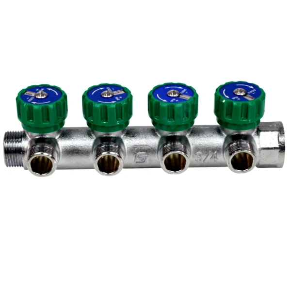 Коллектор лат клап рег 3/4" м/р 4в 1/2" ПУ н/р 45мм M110 SantechSystems