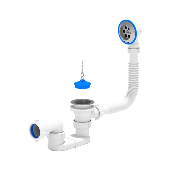 Сифон д/ванны плоск проб/цеп 1 1/2"x40 нерж/сетка АНИ Пласт E050