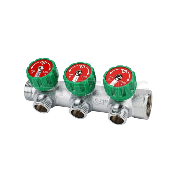 Коллектор регулирующий Varmega VM14613, 3/4", на 3 выхода 3/4"ЕК, хромированный