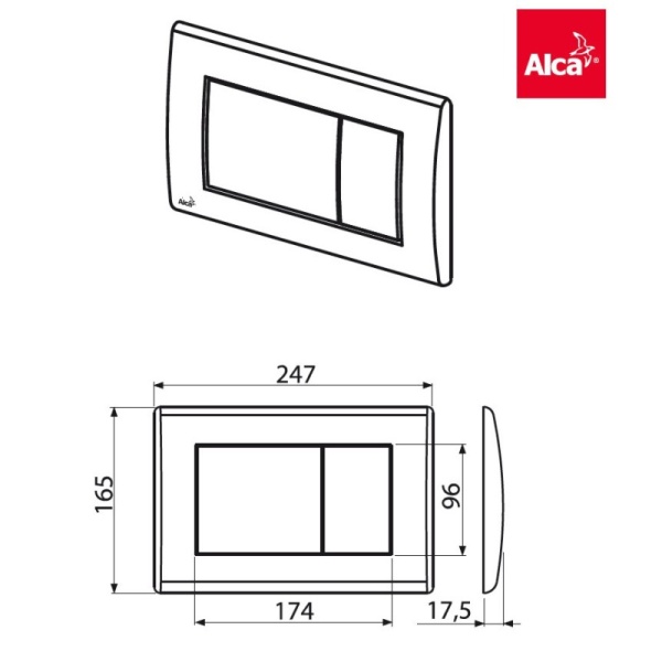 Кнопка д/инст пласт мех хр мат Alca M272