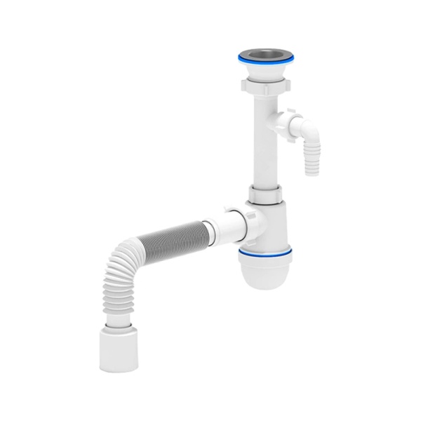 Сифон умыв/мойка бут 1 1/2"x50 гофр 40х50 отв нерж/сетка Ани АНИ Пласт C0310