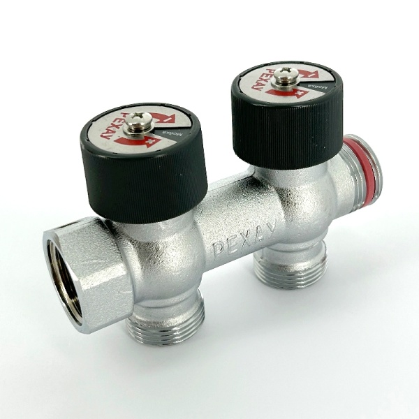 Коллектор лат клап запорн-рег 3/4" м/р 2в 3/4" н/р Рехау 11316443001