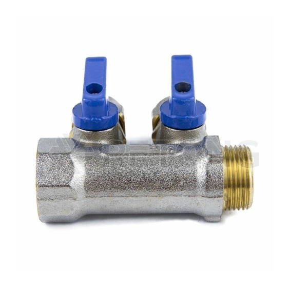 Коллектор лат шар/к син 3/4" м/р 4в Дн16 обжим мп 35мм Aquasfera 7015-05