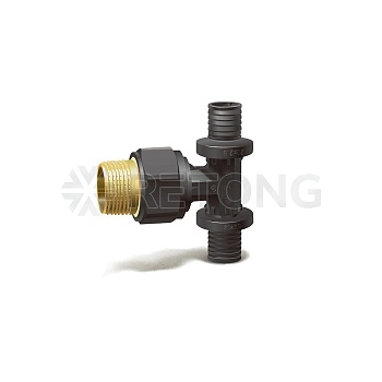 Тройник с наружной резьбой Varmega Slide-fit VM51001, 16х1/2", комбинированный, аксиальный