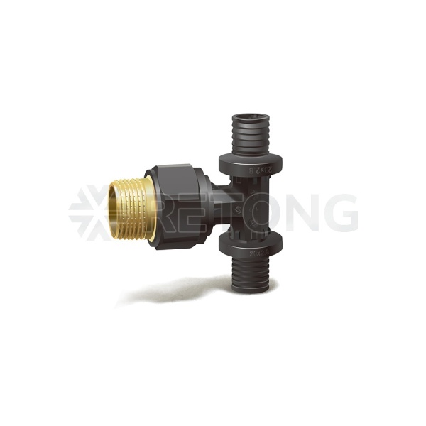 Тройник с наружной резьбой Varmega Slide-fit VM51001, 16х1/2", комбинированный, аксиальный