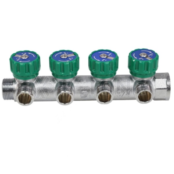 Коллектор лат клап рег 3/4" м/р 4в 1/2" ПУ н/р 45мм M110 SantechSystems