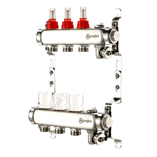 Группа коллект нерж расход 1" м/м 8в 3/4" ЕК н/р в/к Aquasfera 9501-07