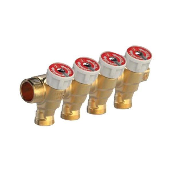 Коллектор лат клап запорн 3/4" м/р 4в 1/2" п/конус н/р 35мм Giacomini R585CY064