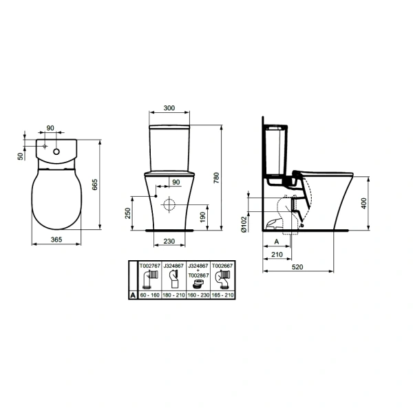 Унитаз б/бачка CONNECT AIR б/о г/вып б/сид Ideal Standard E013701