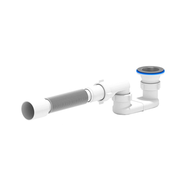 Сифон д/поддона плоск 1 1/2"x50 гофр 40х50 нерж/сетка АНИ Пласт E015