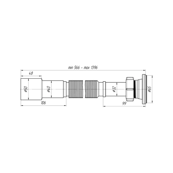 Сифон умыв гофр 1 1/4"x40/50 удл нерж/сетка АНИ Пласт G216