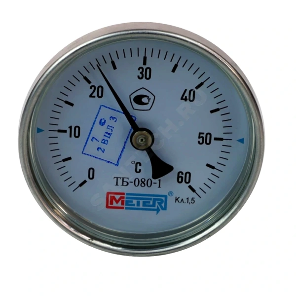 Термометр биметалл ТБ-080-1 60С Дк80 L=40 G1/2" осев Метер