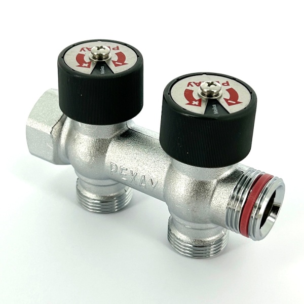 Коллектор лат клап запорн-рег 3/4" м/р 2в 3/4" н/р Рехау 11316443001