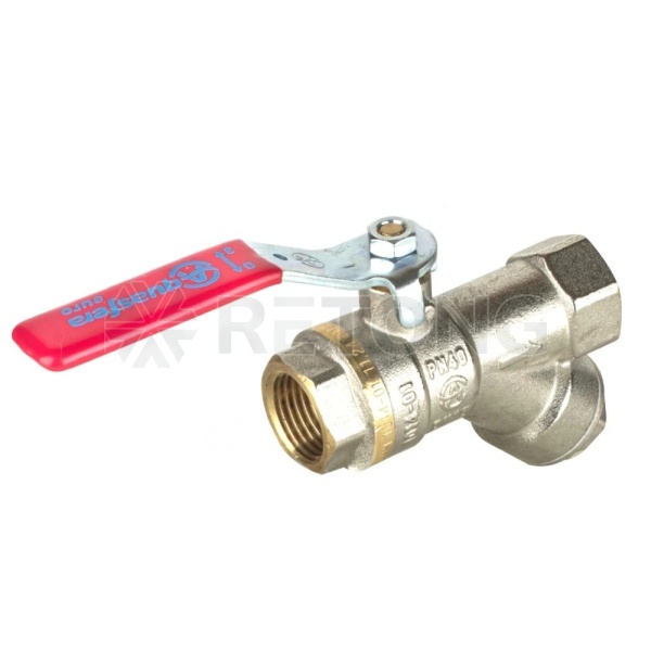 Кран-фильтр шар лат 1014 Euro Ду25 Ру25 м/м полн рыч Aquasfera 1014-03