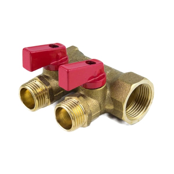 Коллектор лат шар/к красн 3/4" м/р 2в 1/2" н/р 35мм Aquasfera 9026-01