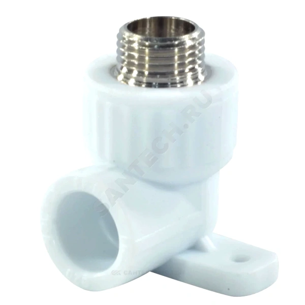 Угольник PP-R бел комб Дн25х1/2" НР с креплением VALFEX 10121025