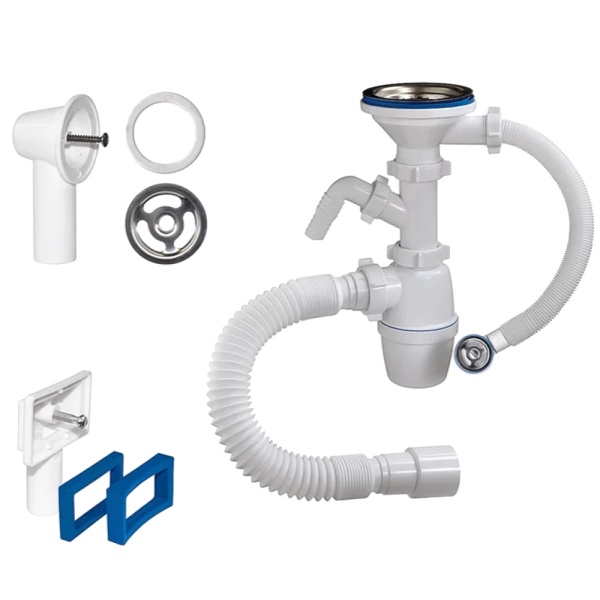 Сифон мойки бут г/пер 3 1/2"x40 гофр 40х40/50 отв нерж/сетка Орио Б-4511