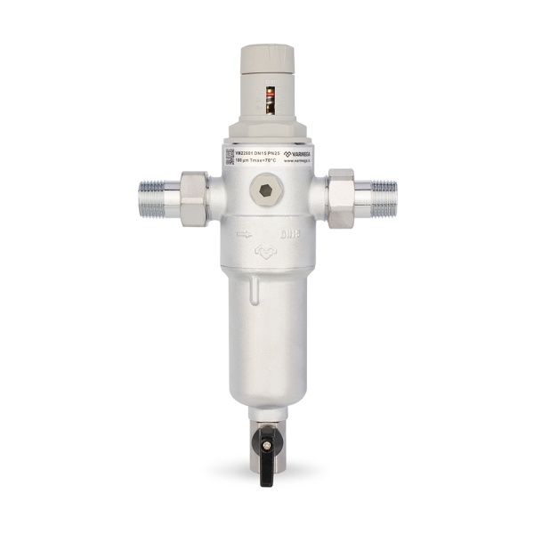 Комбинированный промывной фильтр Varmega VM22901, 1/2" НР, для горячей и холодной воды, с редуктором