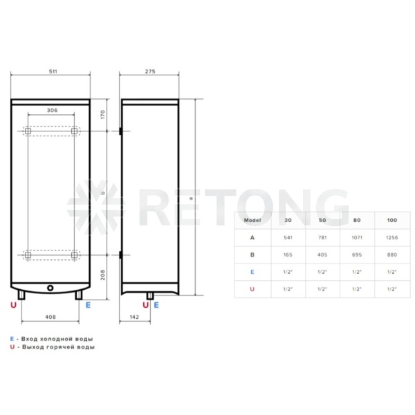 Водонагр эл накоп 80л верт ABS VLS PRO INOX R 80 Ariston 3700687