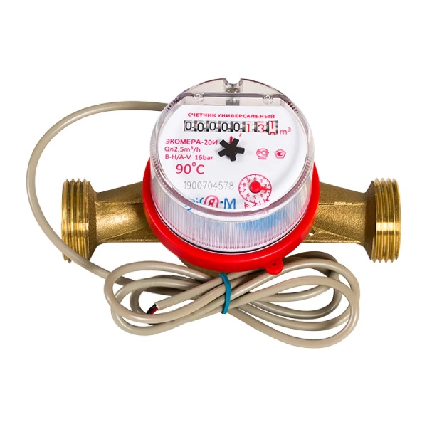 Счетчик г/в х/в имп Ду20 90С в/к ЭКОМЕРА Э-20УИ-130-СК