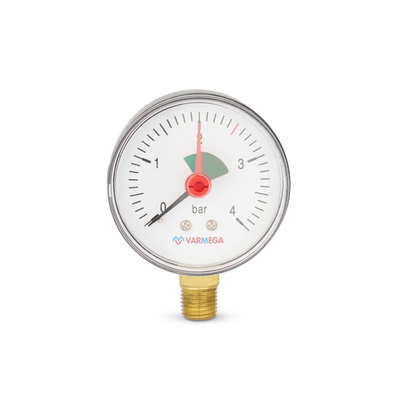 Манометр радиальный Varmega VMMT11-630402, диаметр 63 мм, 4 бар, 1/4", с индикатором предела