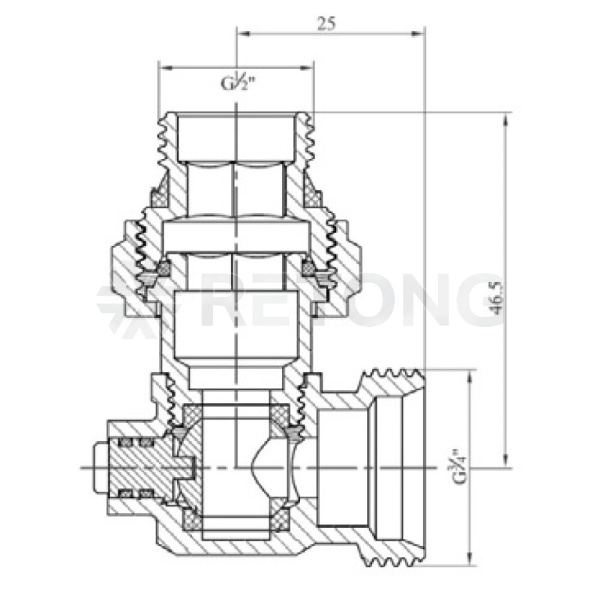 Узел ниж/п раздельный Ду15 Ру10 1/2x3/4" ЕК угл в/к Ogint