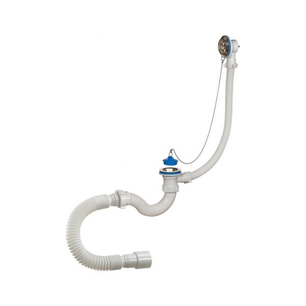 Сифон д/ванны труб проб/цеп 1 1/2"x40 гофр 40х40/50 нерж/сетка Орио А-40089