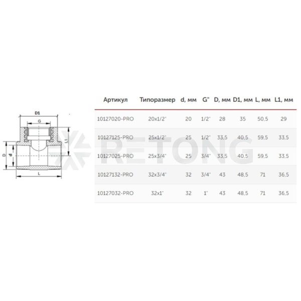Тройник PP-R бел комб Дн32х1" ВР PRO VALFEX 10127032-PRO