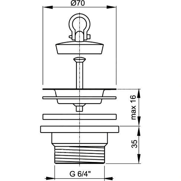 Выпуск мойки 1 1/2" с пробкой нерж/сетка Alca A33
