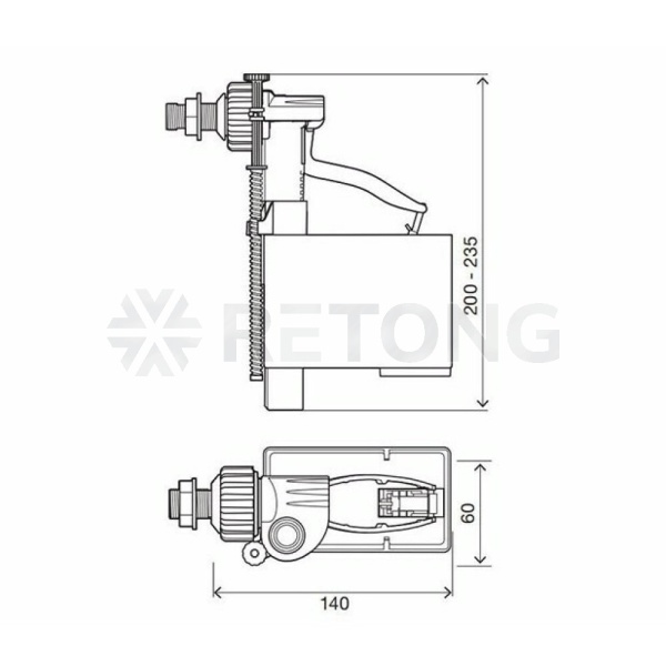 Арматура д/бачка налив 1/2" лат/ш б/под OLI Uni Jolly 560170/044992