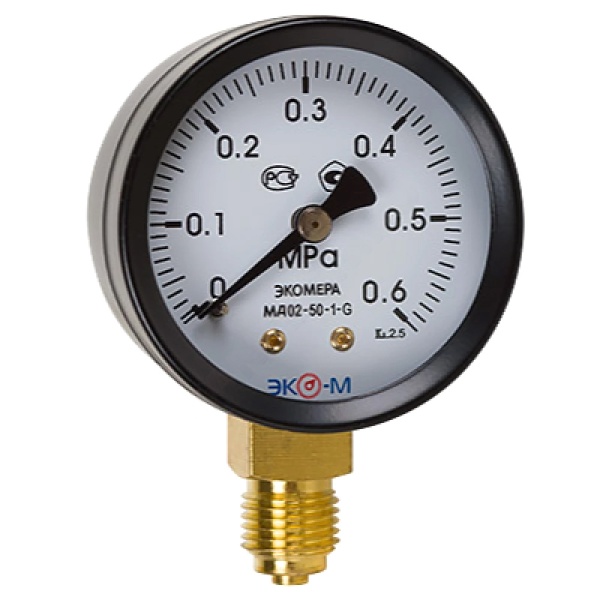 Манометр рад МД02 0-0,6МПаДк50 G1/4" ст ЭКОМЕРА МД02-50-G-0,6МПа-РИ
