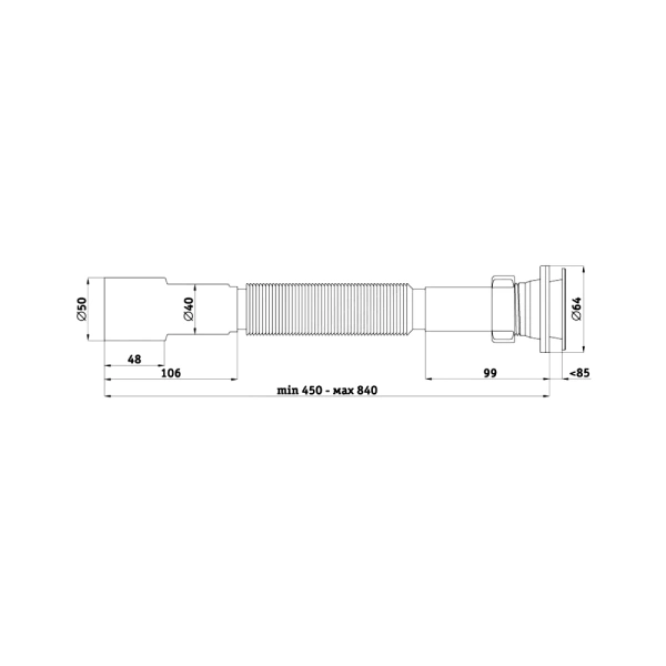 Сифон умыв гофр 1 1/4"x40/50 нерж/сетка АНИ Пласт G206