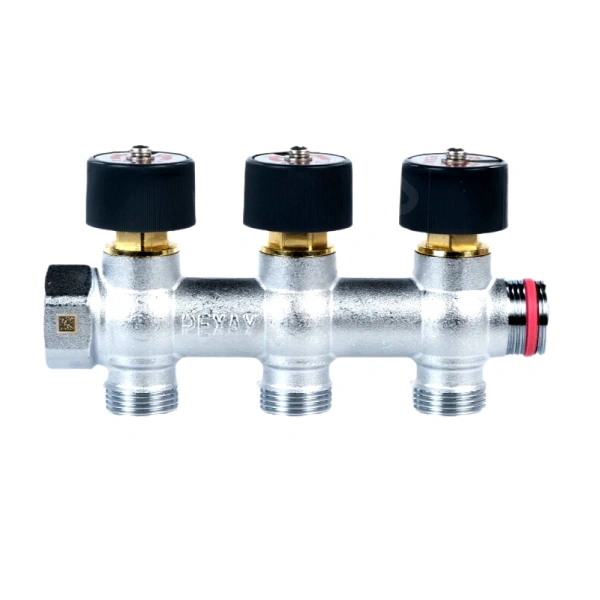 Коллектор лат клап запорн-рег 3/4" м/р 3в 3/4" н/р Рехау 11316453001