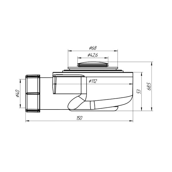 Сифон д/поддона h=53мм 1 1/2"x50/40 клик-клак АНИ Пласт E450CL