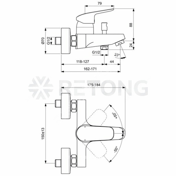 Смес/ванна CERAFLEX однор кор/изл б/к Ideal Standard B1721AA