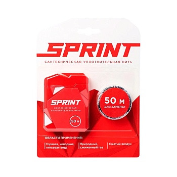Нить уплотнит бокс+катушка 50+50м вода, газ в блистере SPRINT 04061