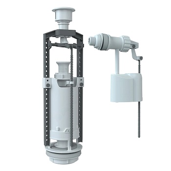 Арматура д/бачка набор 1/2" пл/ш б/под бел кноп 1реж Unicorn SM_B/W