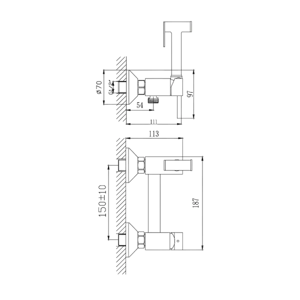 Смес/душ гигиен однор в/к Haiba HB5510