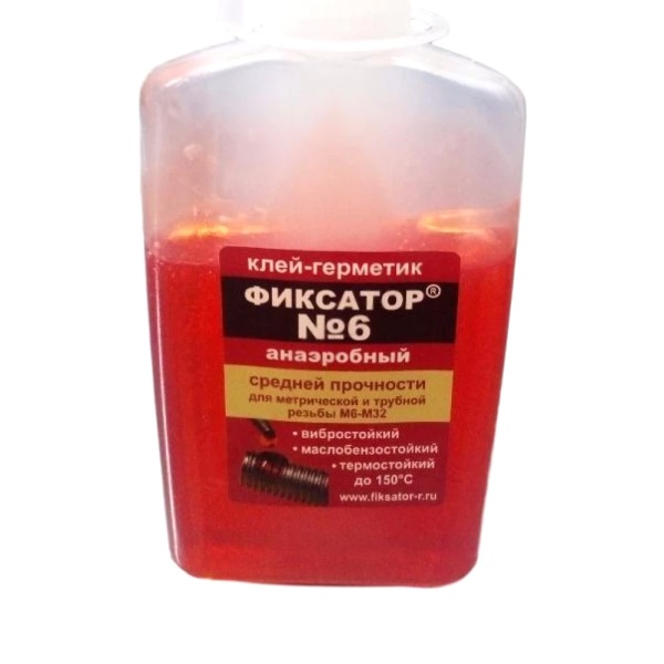 Клей-герметик анаэроб разбор 100гр флакон красный Фиксатор-6 Виброзащита