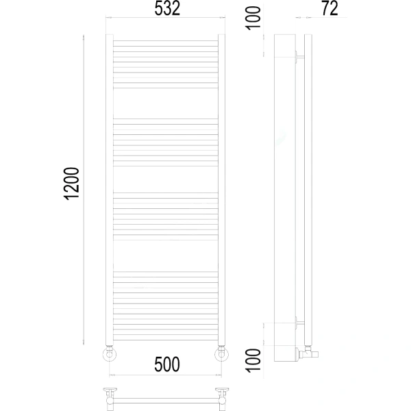 Полотенцесуш Лесенка 1/2" 500х1200 22П н/п Аврора в/к су Терминус 4670078529398