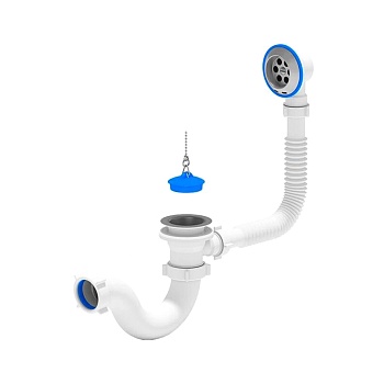 Сифон д/ванны труб проб/цеп 1 1/2"x40 нерж/сетка АНИ Пласт E150