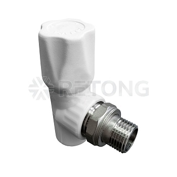 Клапан PP-R бел запорн Дн20х1/2" Ру25 НР угл д/рад VALFEX 1014720012