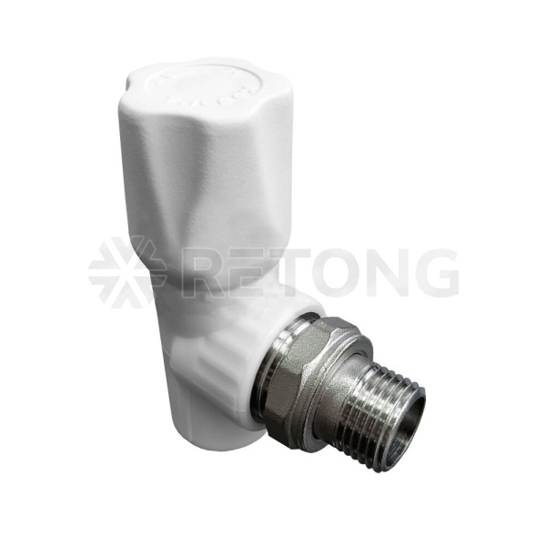 Клапан PP-R бел запорн Дн20х1/2" Ру25 НР угл д/рад VALFEX 1014720012