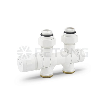 Узел нижнего подключения Varmega VMDV25-100415, 1/2"х3/4"EK, универсальный, белый