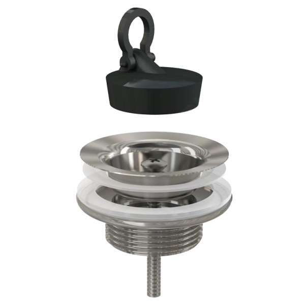 Выпуск умыв 1 1/4" нерж с пробкой нерж/сетка Alca A439