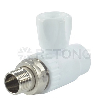 Кран шаровой PP-R бел Дн20х1/2" НР прям д/рад РосТурПласт 27853