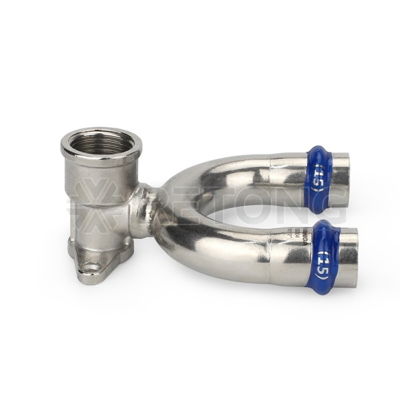 Водорозетка раструбная Varmega Inox Press с внутренней резьбой, проходная VM717001504, 15×1/2"